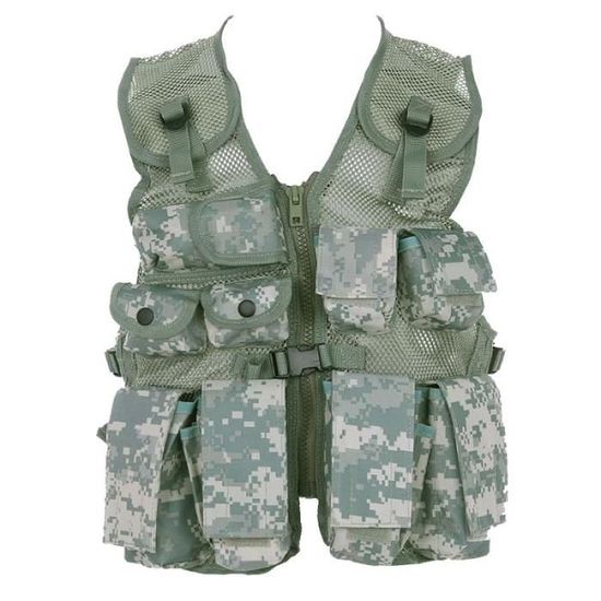 Alomejor Gilet Tactique pour Enfants Gilet de Camouflage pour Enfants avec Gilet de Combat Multi-Poches de larm/ée pour Le Jeu de Chasse en Plein air de Combat