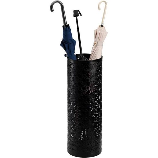 Porte-Parapluies Métal Moderne Avec Motif Géométrique - 42cm Haut | Entrée, Bureau Ou Hôtel (Noir/Blanc)