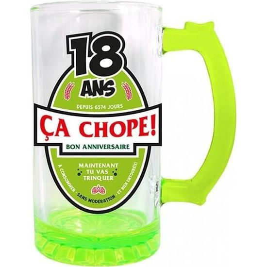 Cbc01v 1 Chope A Biere Anniversaire 18ans Vert 50cl Pour Cadeau Cdiscount Maison Cbc01v 1 Chope A Biere Anniversaire 18ans Vert 50cl Pour Cadeau Cdiscount Maison