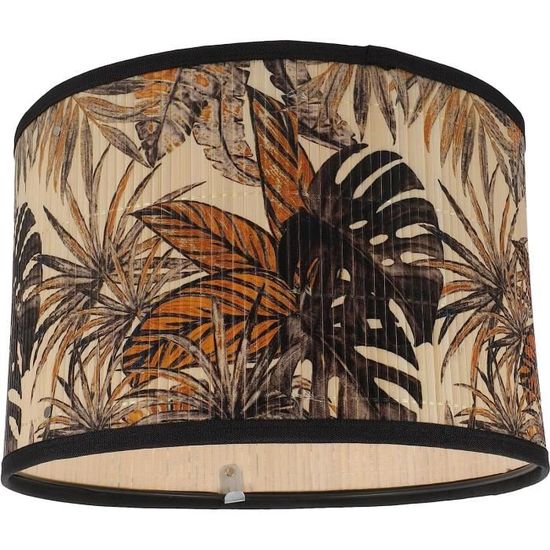 Abat-Jour Bambou Ananas Tropical Tambour 30x30x30 Cm | Fait Main Pour Lampe De Table, Chevet, Suspension Ou Lampadaire