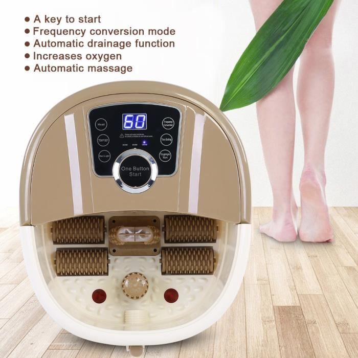 500W Appareil de massage baignoire pour les pieds Portable Pied Spa Bain De Chaleur Soaker Vibration Pédicure Soak Tub - Marron