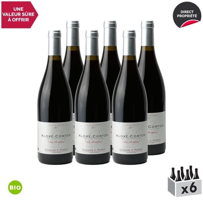 Aloxe-Corton -Les Boutières- Rouge 2017 - Bio - Lot de 6x75cl - Domaine Perrin Céline - Vin AOC Rouge de Bourgogne - Cépage Pinot