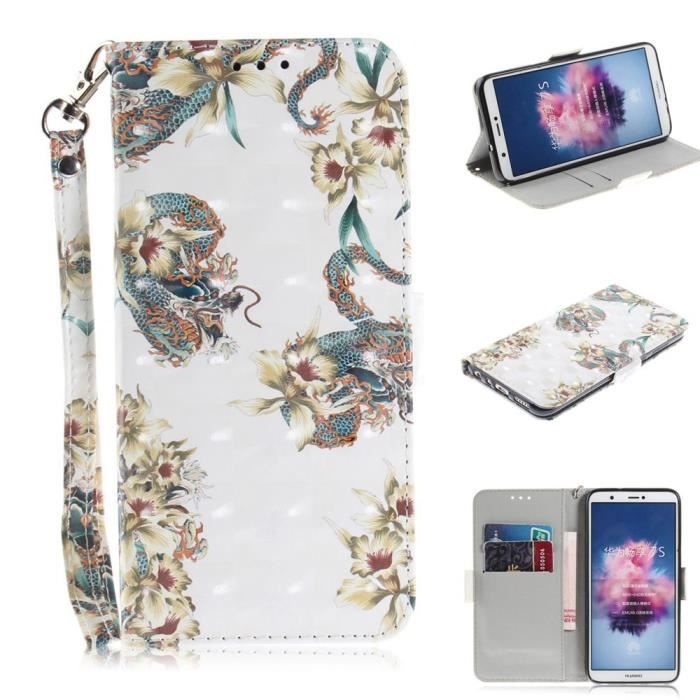 Coque Pour HUAWEI Honor 9 Lite - P Smart - Enjoy 7S - Dragon Fleur