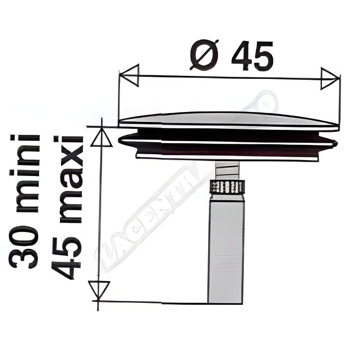 Clapet inox diamètre 45mm pour vidage de baignoire