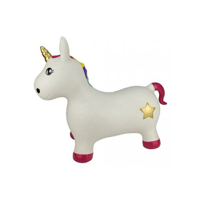 Hop Ma Licorne sauteuse arc en ciel etoile des 18 mois - Ballon animal sauteur gonflable - Motricite Bebe, enfant - 50 kg max