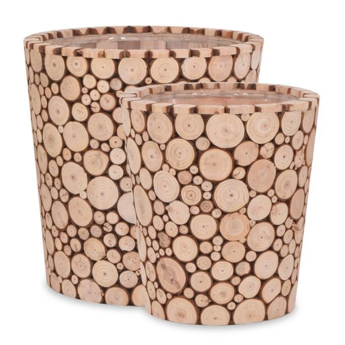 Ensemble de Jardinière 2 pcs Bois véritable