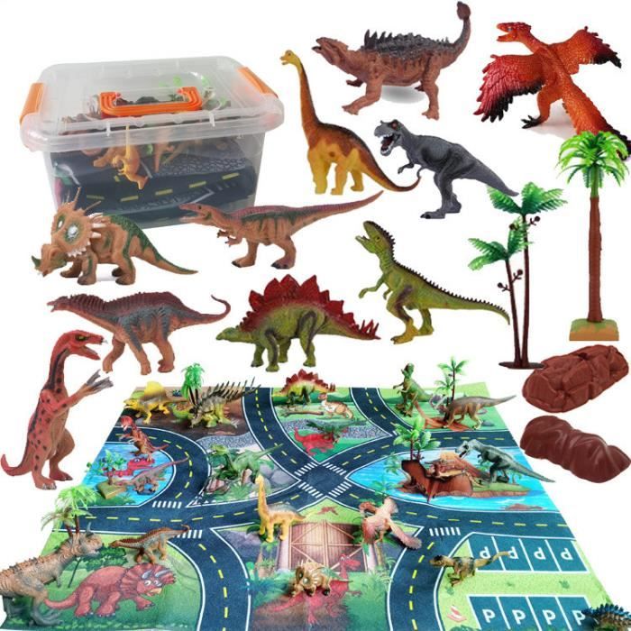 Jouet Dinosaure pour Enfant 3 4 5 6 Ans,Jouet Dinosaures ,Figurine Dinosaure et Jeu Dinosaure Tapis,Cadeaux pour Garçon Fille