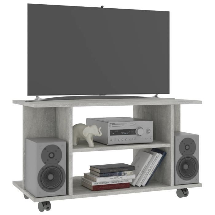 Haute qualité Meuble TV Contemporain - Meuble HI-FI Banc TV avec roulettes Gris cement 80 x 40 x 40 cm Aggloméré *426289