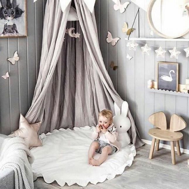 Tapis d'Éveil de Jeu Bébé Enfant, Tapis de Jeu en Coton Pour Bébé Tapis Rond, Chambre D'enfants Tapis de Couchage 100x65cm - Blanc
