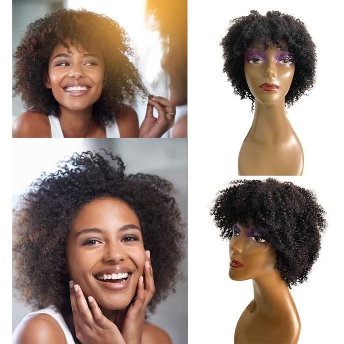 Perruque Bresilienne Bouclée afro Femme Perruque Tissage Bresilien Naturel Cheveux Humain Curly Naturelle Courte Perruques pour les
