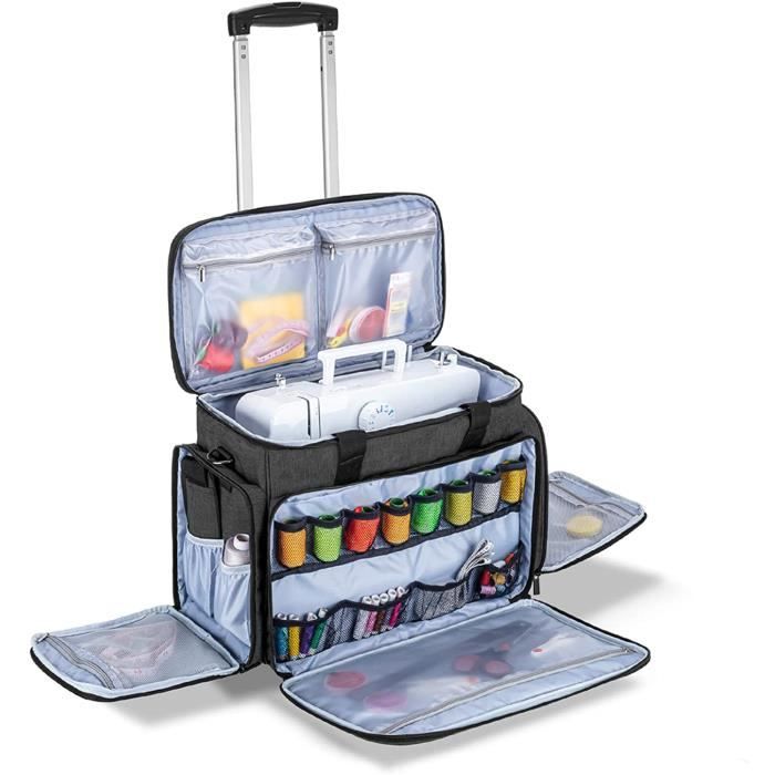 Sac de Machine à Coudre avec Chariot Détachable, Sac Machine à Coudre avec Coussin Amovible, Sacoche Machine à Coudre pour Accesso