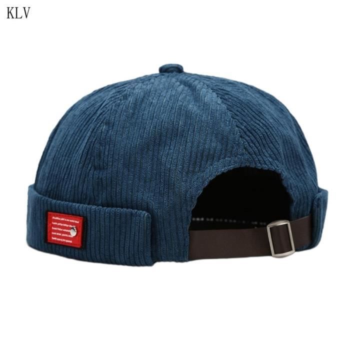 Unisexe lettres étiquette velours bonnet Docker casquette Harajuku Hip Hop rétro roulé manchette san DB