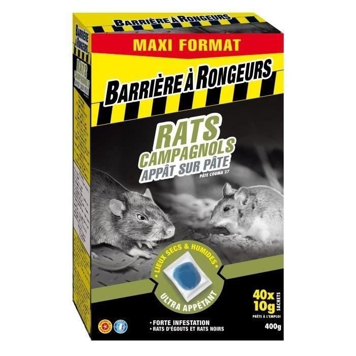 Appât sur pâte rats et campagnols - BARRIERE A RONGEURS - Maxi format 400g