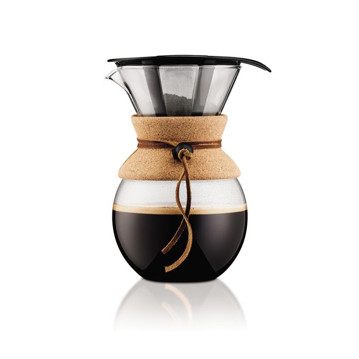 Bodum - 11592-109 - Pour Over - Cafetière avec Filtre Inox à Maille Fine, Finition Liège, 0.5 l