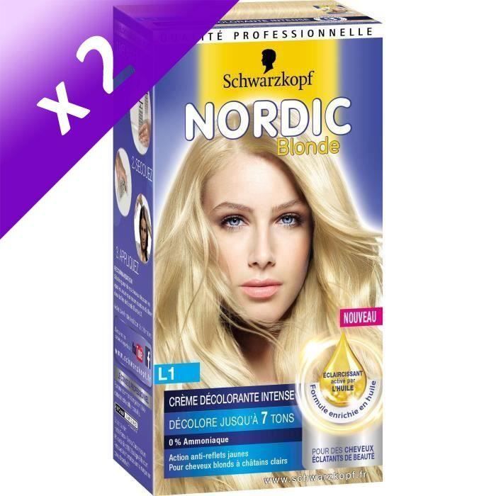 SCHWARZKOPF Coloration Permanente Nordic Crème Décolorante intense L1 - Blonde (Lot de 2)