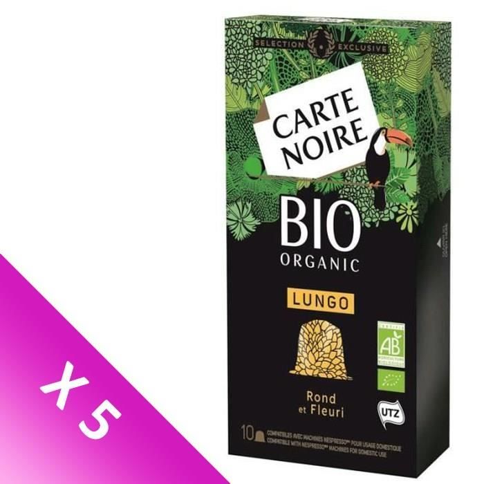 [LOT DE 5] CARTE NOIRE Café capsules Lungo Bio organic - 55 g