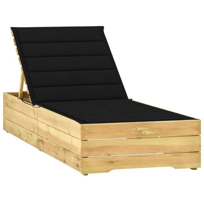 Chaise longue avec coussin noir Bois de pin imprégnéXNA-3065916