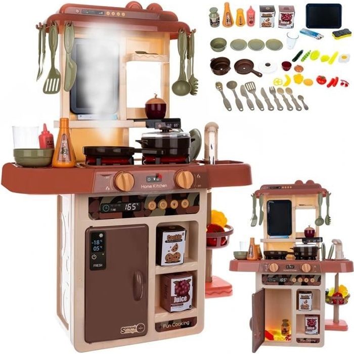 Cuisine complète 42p son lumiere jet d'eau vapeur cuisiniere enfant dinette