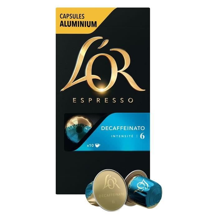 LOT DE 24 - L'OR Espresso décaféiné Decaffeinato Intensité 6 - 10 Capsules de Café en aluminium Compatible Nespresso