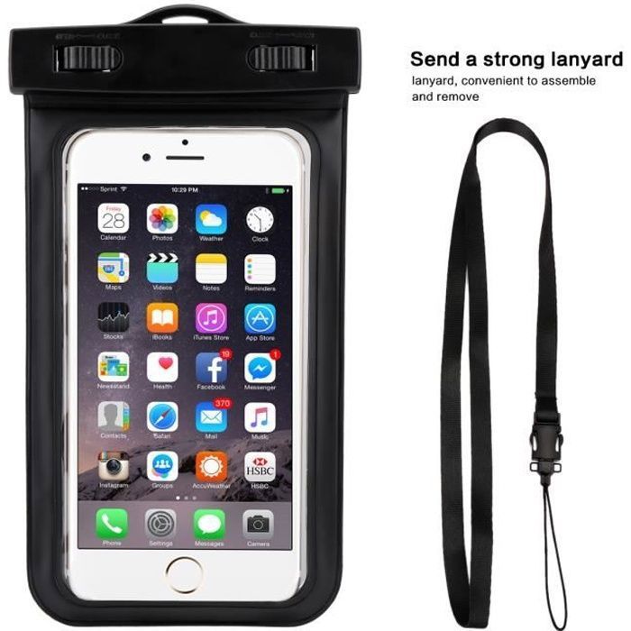 Pochette Sac étanche Universel Waterproof Case Bag Housse Etui pour iPhone, Samsung et les Autres Smartphones 6'' (Noir) - A003