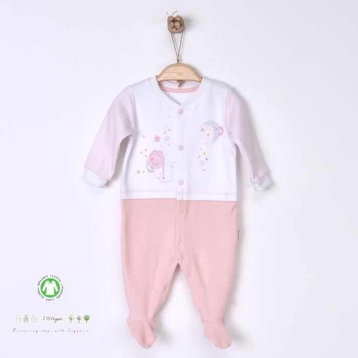 Pyjama dors-bien en coton biologique et velours -Dreams Rose 3-6M - 62CM