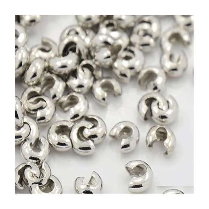 Accessoires création cache perles à écraser 100 pièces - 3 mm de diamètre Argenté