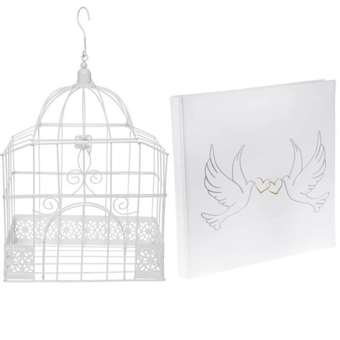 1 Pack urne cage et livre d'or mariage Colombes R/5314-4490