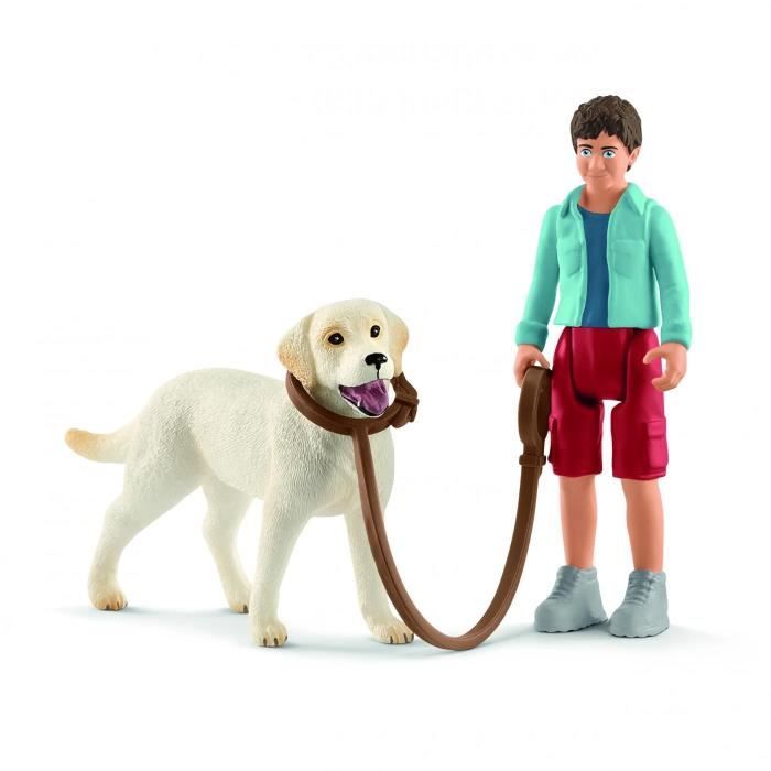 SCHLEICH - Promenade avec labrador retriever - 42478 - Gamme Farm World