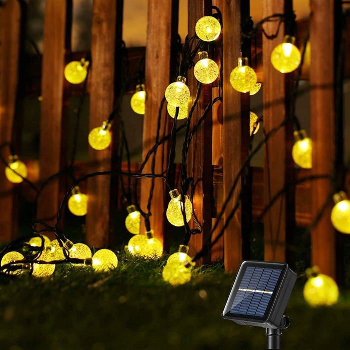 Cnulenzt - Guirlande Lumineuse Solaire Extérieur - 16 LED Blanc Chaud - 8m - 8 Modes - IP65