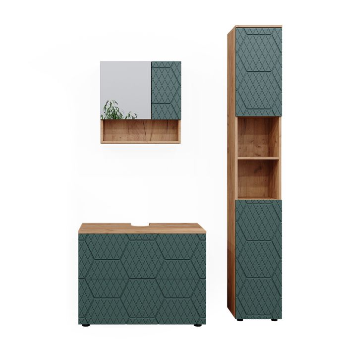 Vicco Meubles Bain Irma, Anthracite à Pois, 80 cm, composé d'Un Meuble sous- lavabo, d'Une Armoire Miroir et d'Une Colonne de Rangement Vicco Meubles Bain Irma, Anthracite à Pois, 80 cm, composé d'Un Meuble sous- lavabo, d'Une Armoire Miroir et d'Une Colonne de Rangement