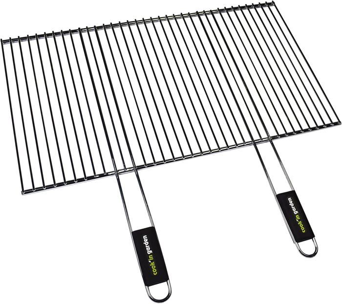 Grille Double Barbecue Cook'in Garden 60x40cm - Acier Chromé | Manches Soft Touch | Résistante Haute Température