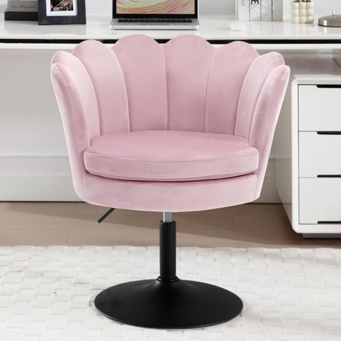 WOLTU Chaise Pivotante - Forme de Fleur - Fauteuil de Coiffeuse - Hauteur Réglable - Rose W0ATT0690