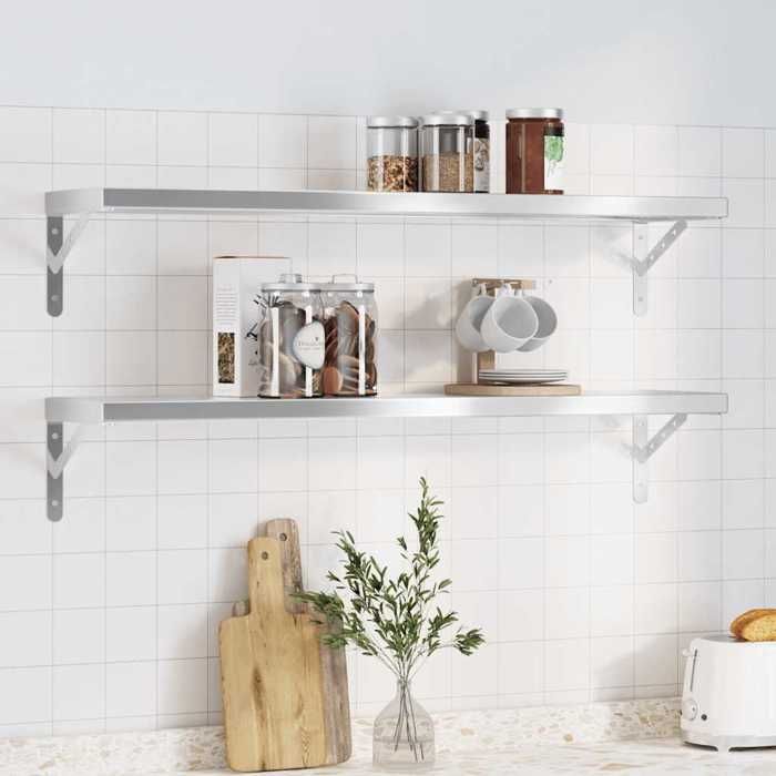 vidaXL Étagères murales 2 pcs 100x235x3 cm argenté acier inoxydable étagère flottante étagère murale dexposition 30280