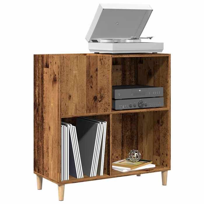 vidaXL Armoire à disques vieux bois 84 5x38x89 cm bois dingénierie armoire pour tourne-disques armoire de rangement pour 857171