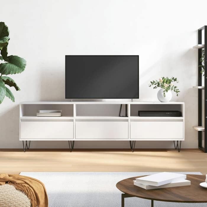 SALE 2025Armoire Basse Télé - Meuble TV blanc 150x30x445 cm - bois dingénierie2678 Kg 7891