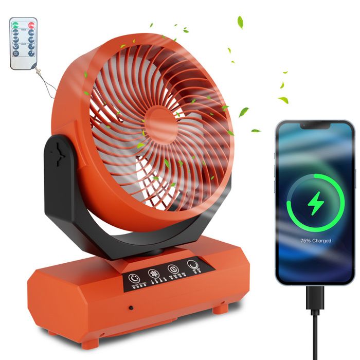 Hengda Ventilateur de Table avec Lumière LED Ventilateur Portable Rechargeable 20000mAhVentilateur Orange - Hengda