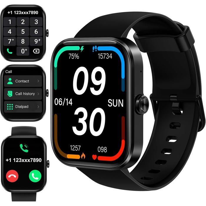 Montre Connectée NDavid Série 8 Pour Hommes Et Femmes Moniteur De Glycemie Et De Frequence Cardiaque Noir Aih1690303854674