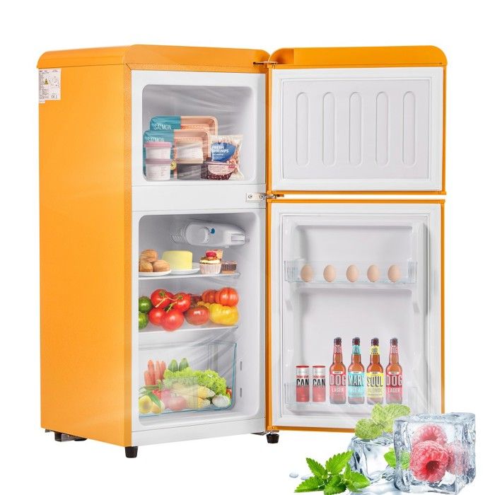 Réfrigérateur Classique Rétro Frigo Jaune Premium 60L (22L Congélo) 888cm - Classe E - 102kWh/an - LED -27°C à 13°C - 2 Portes