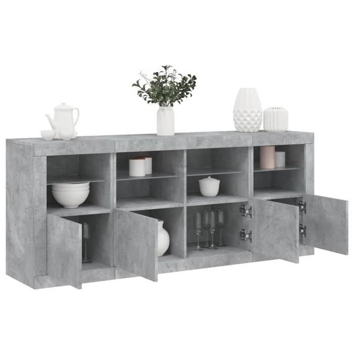 (Gris) Buffet bahut - Buffet Enfilade avec lumières LED gris béton 163x37x67 cm 431341