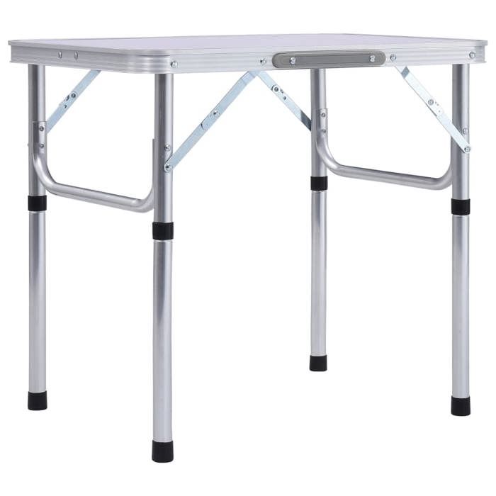 Table pliable de camping - vidaXL - Aluminium - Blanc - 60x45 cm