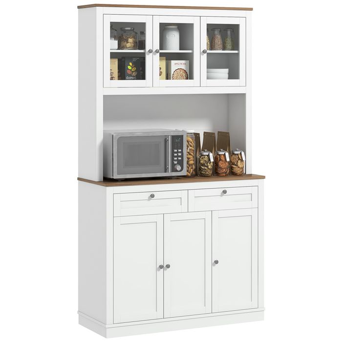 Buffet haut cuisine - HOMCOM - 6 portes 2 tiroirs étagères réglables - MDF et panneau de particules - 100x40x180cm - blanc Buffet haut cuisine - HOMCOM - 6 portes 2 tiroirs étagères réglables - MDF et panneau de particules - 100x40x180cm - blanc