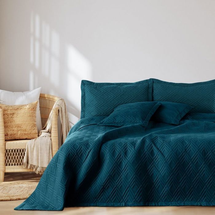 Couvre-lit - Ophelia - 260x280 cm - Bleu maritime - Matelassé par ultrasons