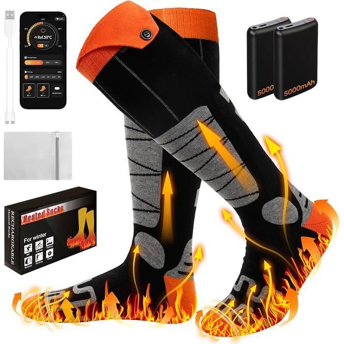 Chaussettes Chauffantes, 5000mAh x 2 Chaussette Chauffante Batterie — free download