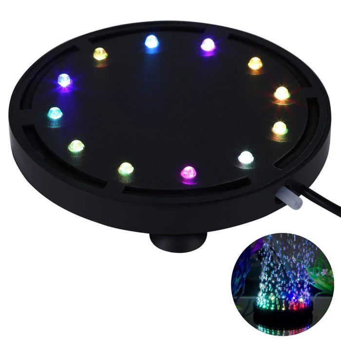 12 Multicolore RGB LED Aquarium Sous-Marine Bulle Lumière Nuit Mer / Multicolore Aquarium Air Pierre Disquerond aquarium barboteur