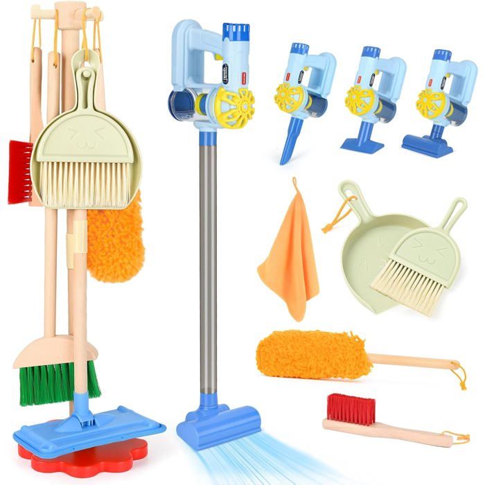 Aspirateur Enfant Qui Aspire Vraiment – 14 Pièces, Son Et Lumière, Vert, Dès 3 Ans