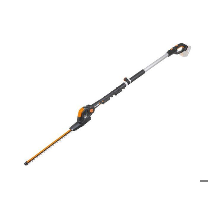 WORX Taille Haies sans Fil sur perche 20V WG252E.9 Lame de 45 cm écartement de 16 mm manche télescopique Léger et Ergonomique Poignée Arrière Souple et Rotative Livré sans Batterie ni Chargeur