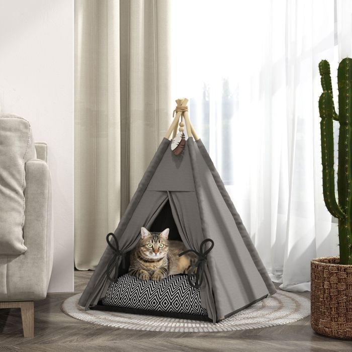 Tipi animaux tente chat coussin amovible lavable fond antidérapant balle chat