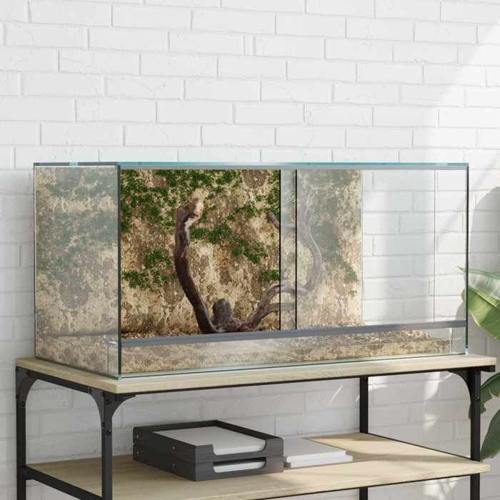 Transparent Articlespour animaux - Terrarium avec stockage Transparent 80x40x40 cm Verre C34426