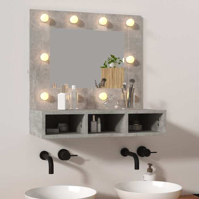 Armoire à Miroir avec LED - vidaXL - bois dingénierie - gris béton - 60 x 31 5 x 62 cm@ykx38z