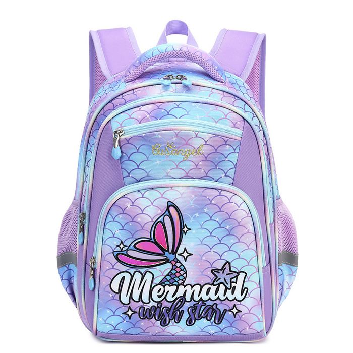 XJYDNCG Cartable Fille PrimaireSac à Dos EnfantImprimé Sirène Imperméable42x33x18cm - Violet